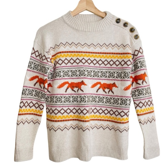 Talbots Sweaters - Talbots Lightweight Knit Mock Neck Sweater with Fox Design Petite Small
